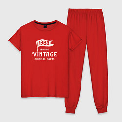 Пижама хлопковая женская 1988 подлинный винтаж - оригинальные детали, цвет: красный