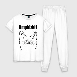 Пижама хлопковая женская Limp Bizkit - rock cat, цвет: белый