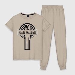 Пижама хлопковая женская Black Sabbath Cross, цвет: миндальный