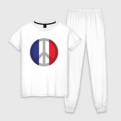 Пижама хлопковая женская Peace France, цвет: белый