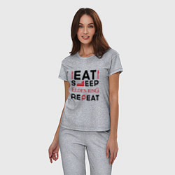 Пижама хлопковая женская Надпись: eat sleep Elden Ring repeat, цвет: меланж — фото 2