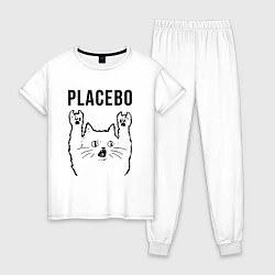 Пижама хлопковая женская Placebo - rock cat, цвет: белый