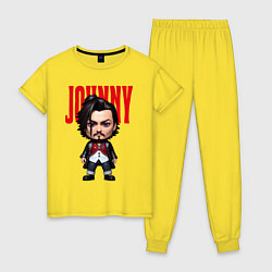 Пижама хлопковая женская Johnny Depp - cool dude - pop art, цвет: желтый