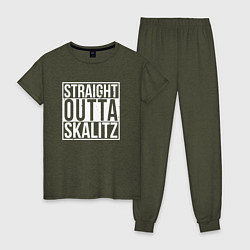 Пижама хлопковая женская Straight outta Skalitz, цвет: меланж-хаки