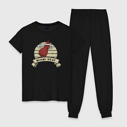 Пижама хлопковая женская Heat logo, цвет: черный