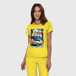 Пижама хлопковая женская Viva Cuba - car - retro, цвет: желтый — фото 2