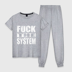 Пижама хлопковая женская SoD - f**k the system, цвет: меланж