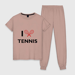 Пижама хлопковая женская I Love Tennis, цвет: пыльно-розовый
