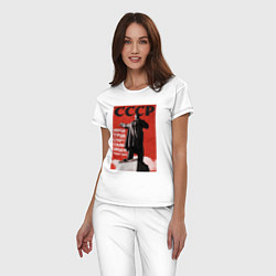 Пижама хлопковая женская СССР Ленин ретро плакат, цвет: белый — фото 2