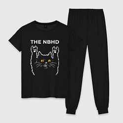 Пижама хлопковая женская The Neighbourhood rock cat, цвет: черный