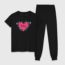 Пижама хлопковая женская Italy heart, цвет: черный