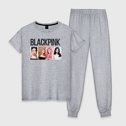 Пижама хлопковая женская Корейская поп-группа Blackpink, анимационный стиль, цвет: меланж