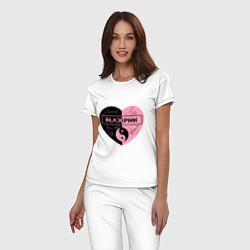 Пижама хлопковая женская Blackpink сердце, цвет: белый — фото 2