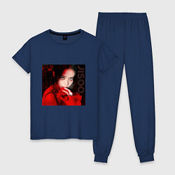 Пижама хлопковая женская Blackpink Jisoo in red, цвет: тёмно-синий