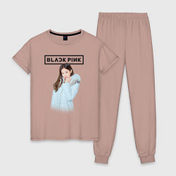 Пижама хлопковая женская Jisoo Blackpink winter, цвет: пыльно-розовый