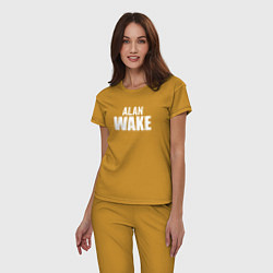 Пижама хлопковая женская Alan Wake logo, цвет: горчичный — фото 2