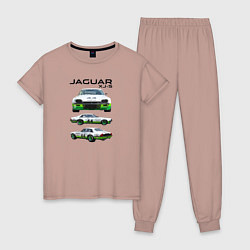 Пижама хлопковая женская Jaguar постер обложка журнала, цвет: пыльно-розовый