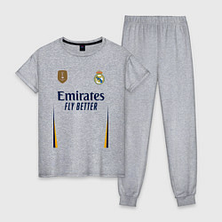 Пижама хлопковая женская Винисиус Жуниор ФК Реал Мадрид форма 2324 домашняя, цвет: меланж