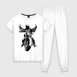 Пижама хлопковая женская Biker wings, цвет: белый