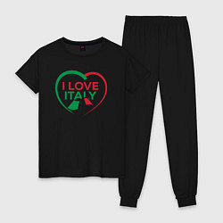 Пижама хлопковая женская I love Italy, цвет: черный