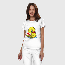 Пижама хлопковая женская Duckling hearts, цвет: белый — фото 2