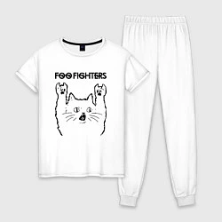 Пижама хлопковая женская Foo Fighters - rock cat, цвет: белый
