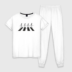 Пижама хлопковая женская Skeleton Beatles, цвет: белый