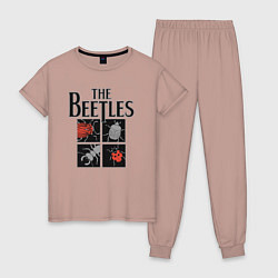 Пижама хлопковая женская Beetles, цвет: пыльно-розовый