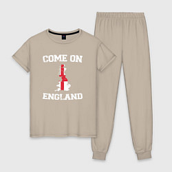 Пижама хлопковая женская Come on England, цвет: миндальный