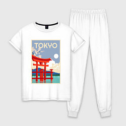 Пижама хлопковая женская Tokyo - japan, цвет: белый