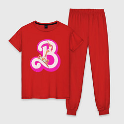 Пижама хлопковая женская Барби и Кен, цвет: красный
