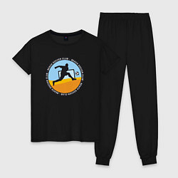 Пижама хлопковая женская Пляжный футбольный клуб, цвет: черный