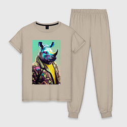 Женская пижама Модный носорог - нейросеть