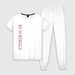 Пижама хлопковая женская Exeed pink logo, цвет: белый