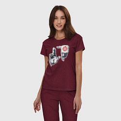 Пижама хлопковая женская Хеллсинг ладони Алукарда, цвет: меланж-бордовый — фото 2