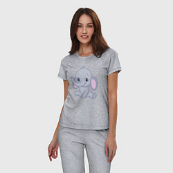 Пижама хлопковая женская Милый слоненок, цвет: меланж — фото 2