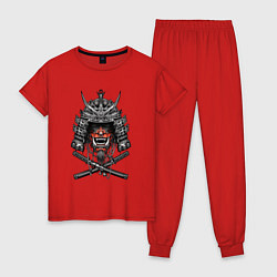 Пижама хлопковая женская Маска дьявола, цвет: красный