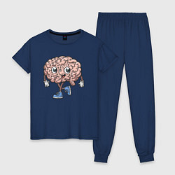 Пижама хлопковая женская Весёлый мозг, цвет: тёмно-синий