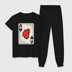 Пижама хлопковая женская Туз сердца, цвет: черный