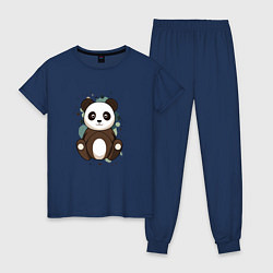 Пижама хлопковая женская Странная панда, цвет: тёмно-синий