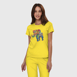 Пижама хлопковая женская Разноцветный слоник, цвет: желтый — фото 2