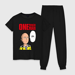 Пижама хлопковая женская Saitama - one punch man, цвет: черный