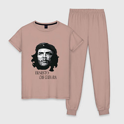 Пижама хлопковая женская Че Гевара черно белое, цвет: пыльно-розовый