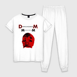 Пижама хлопковая женская Depeche Mode 2023 Memento Mori - Red Skull 01, цвет: белый