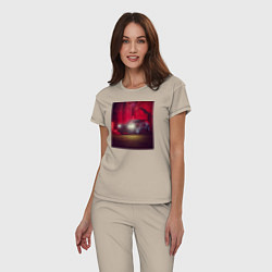 Пижама хлопковая женская Гоночная машина, цвет: миндальный — фото 2