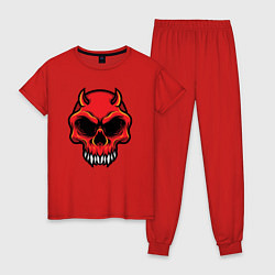 Пижама хлопковая женская Red skull, цвет: красный