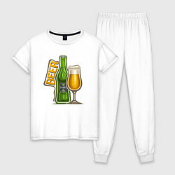 Пижама хлопковая женская Светлое пиво, цвет: белый
