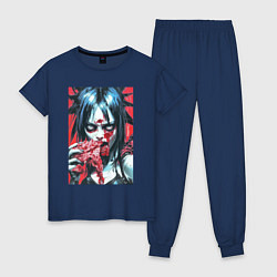 Пижама хлопковая женская Девушка зомби, цвет: тёмно-синий