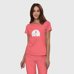 Пижама хлопковая женская Полёт ракеты, цвет: коралловый — фото 2