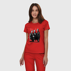 Пижама хлопковая женская Depeche Mode - Delra Machine Band, цвет: красный — фото 2